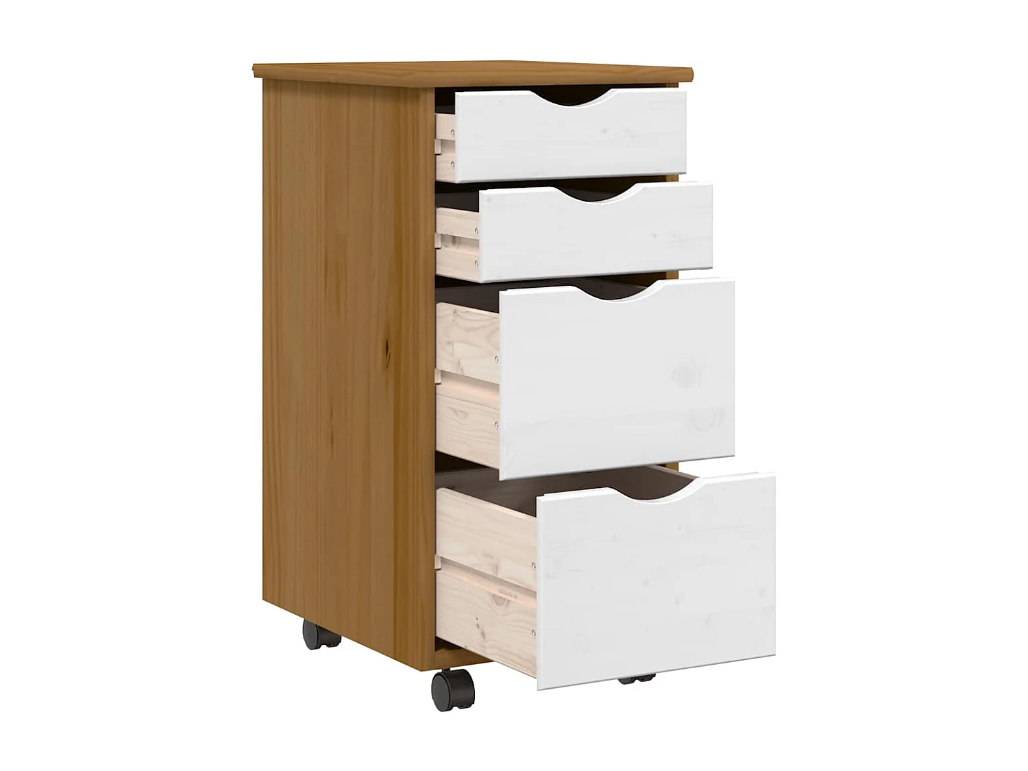 Armadio a rotelle con cassetti MOSS miele marrone legno di pino