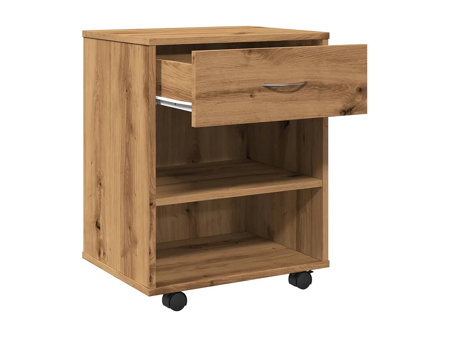 Armoire roulante chêne artisanal 46x36x59 cm bois d'ingénierie