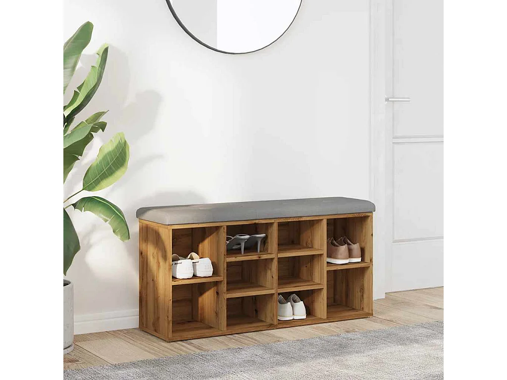 Banco zapatero roble craft 102x32x50cm madera de ingeniería