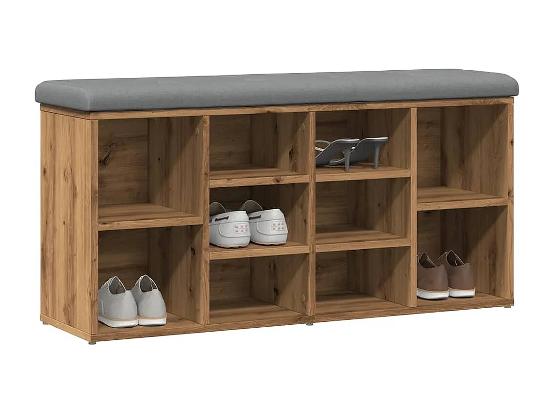 Banco zapatero roble craft 102x32x50cm madera de ingeniería