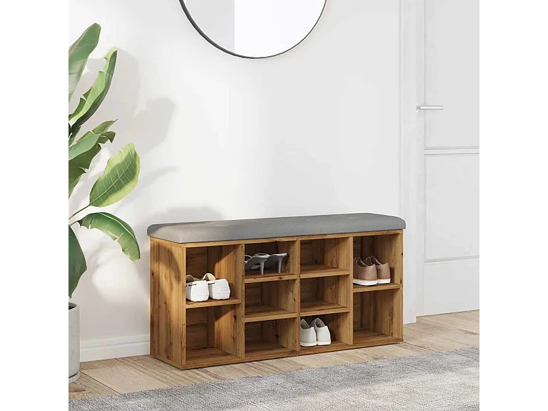 Panca portascarpe in rovere artigianale 102x32x50cm legno ingegnerizzato