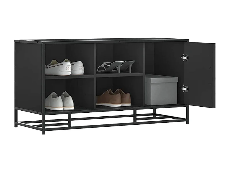 Banc à chaussures noir 100x40x53,5cm bois d'ingénierie et métal