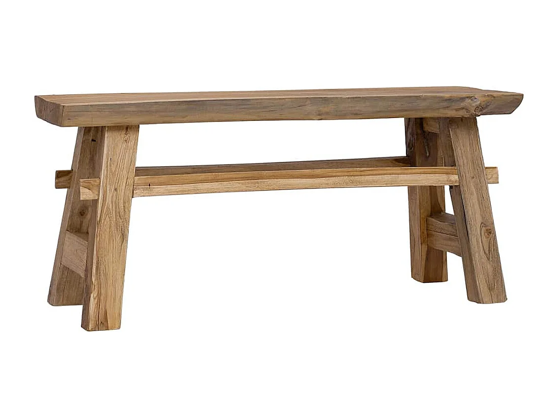 Banc bois de récupération mélangé et teck massif 100x28x43 cm
