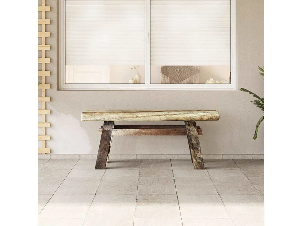 Banc bois de récupération mélangé et teck massif 100x28x43 cm