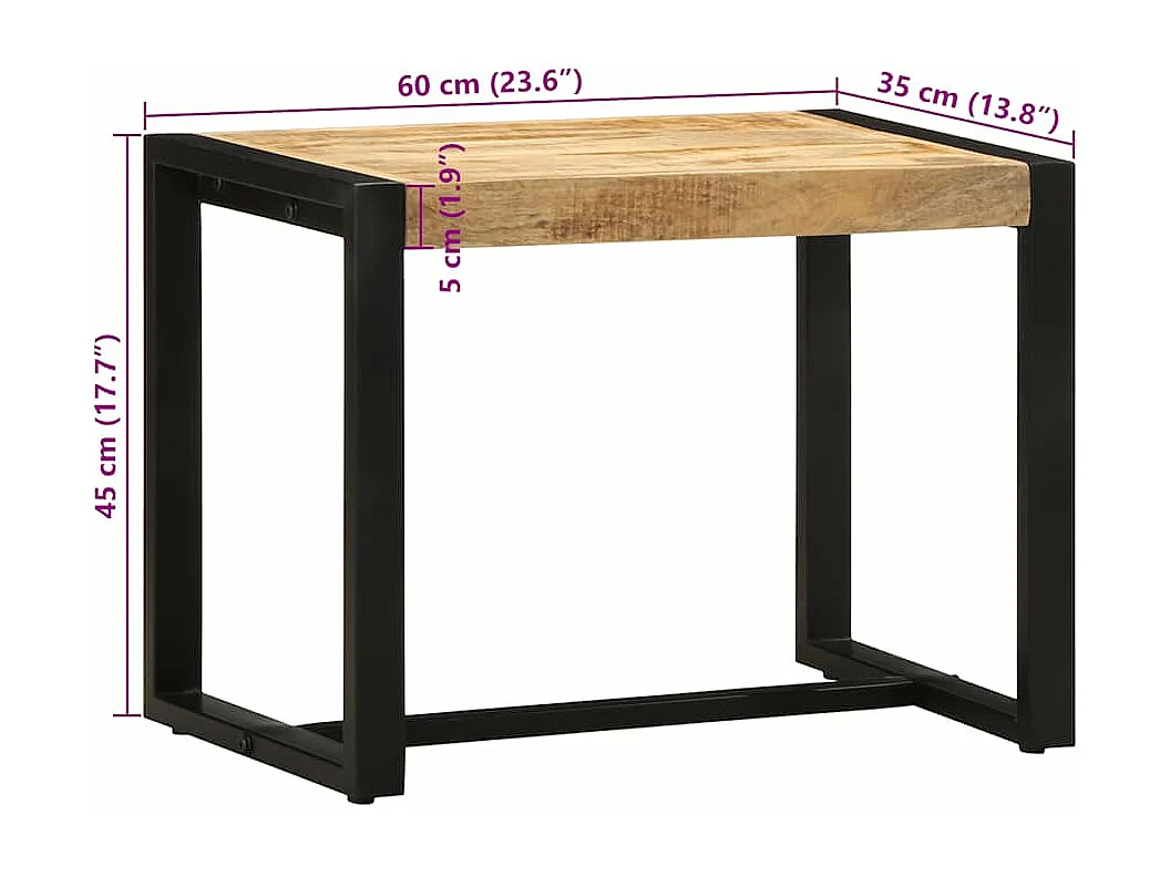 Banco 60x35x45 cm madeira maciça de manga