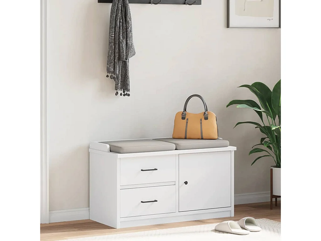 Banc de couloir SANDNES blanc 87x40x50 cm bois de pin massif