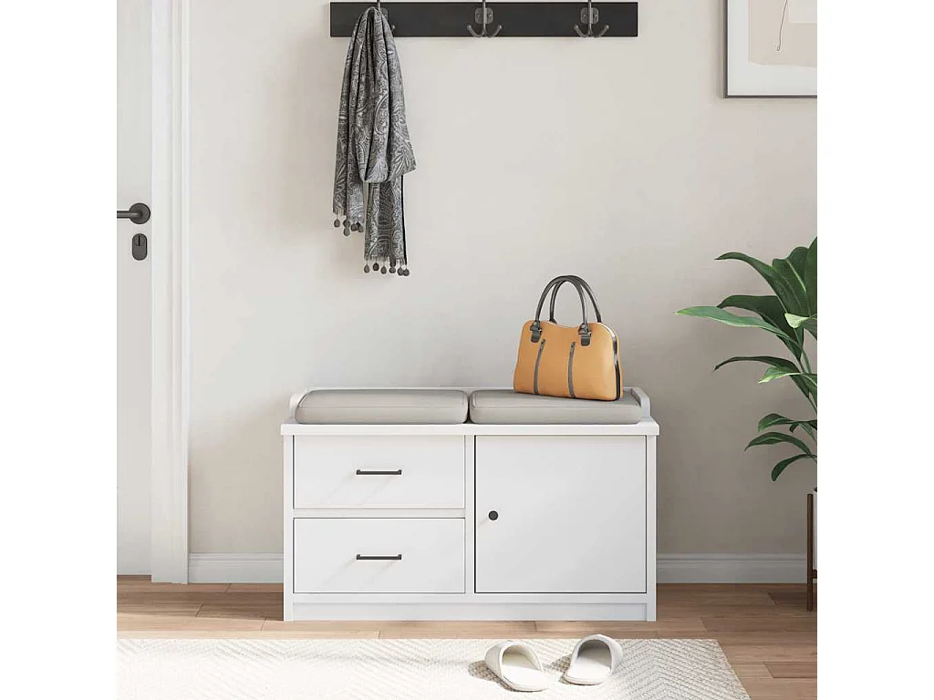 Banc de couloir SANDNES blanc 87x40x50 cm bois de pin massif