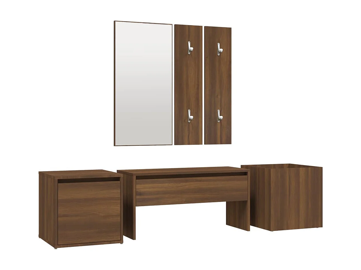 Halmeubelset Bruin Eikenhout