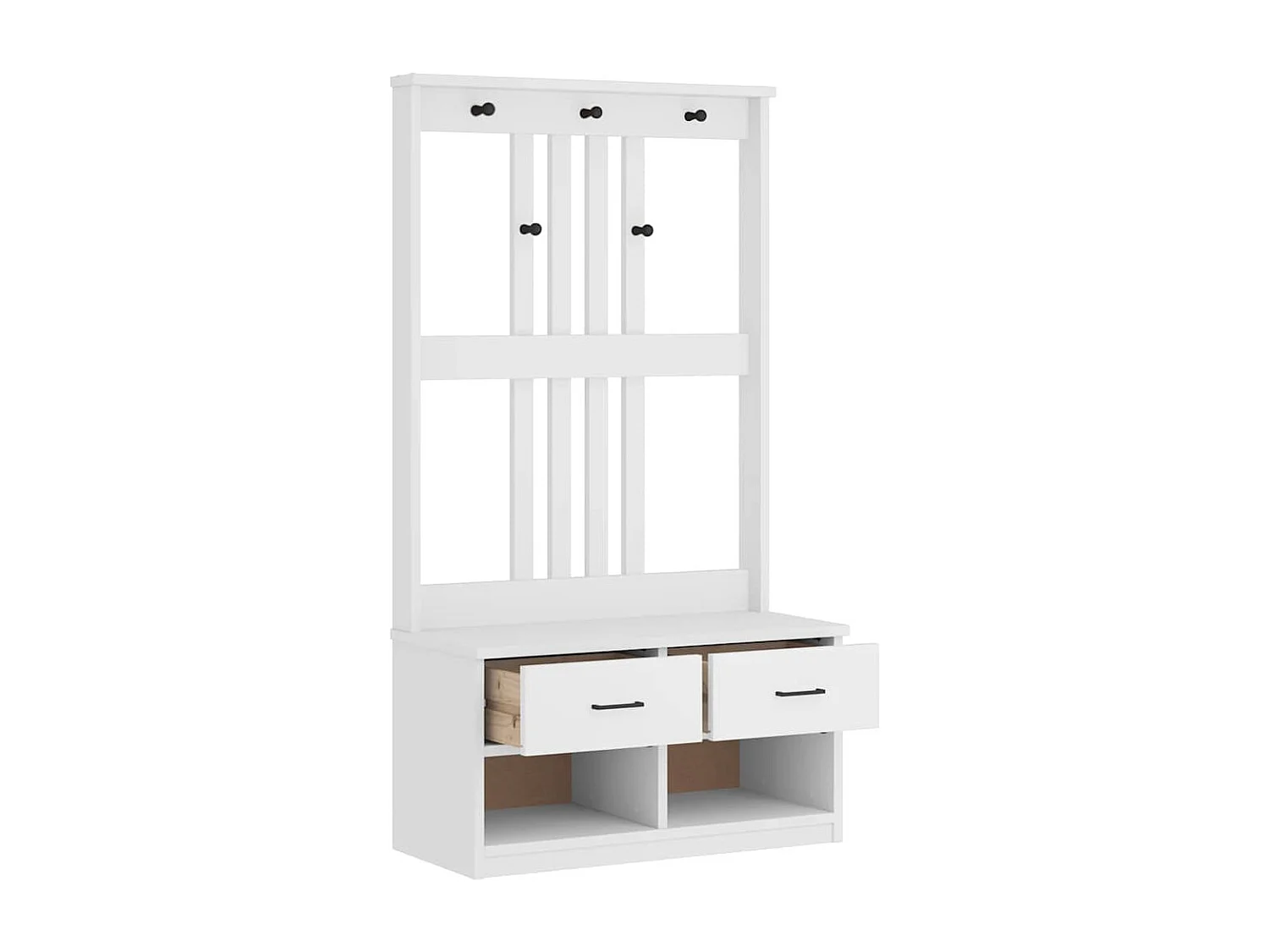 Portemanteau SANDENS blanc 87x40x159,5 cm bois massif pin