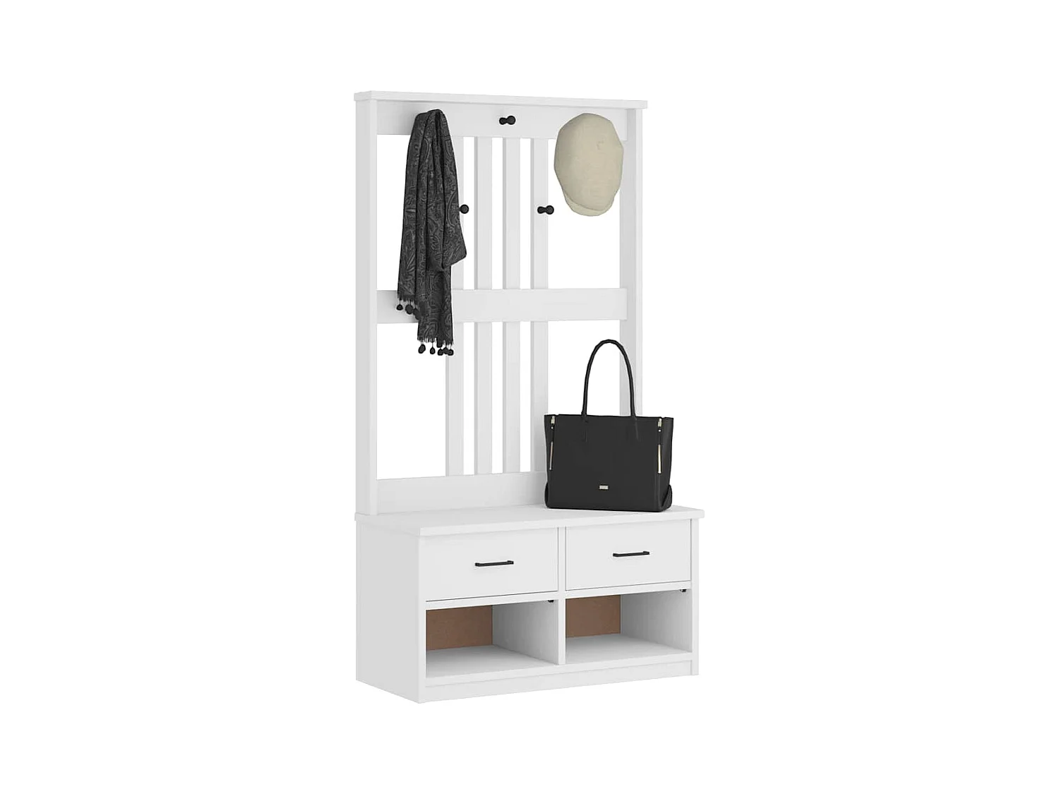 Portemanteau SANDENS blanc 87x40x159,5 cm bois massif pin
