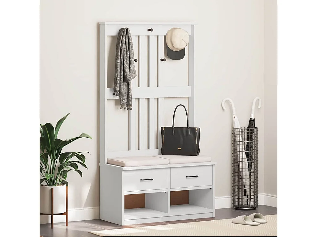 Appendiabiti SANDENS bianco 87x40x159,5 cm in legno massello di pino