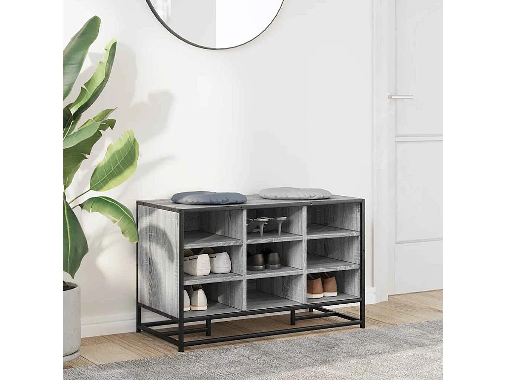 Banco de sapatos de madeira e metal projetados Sonoma Gray