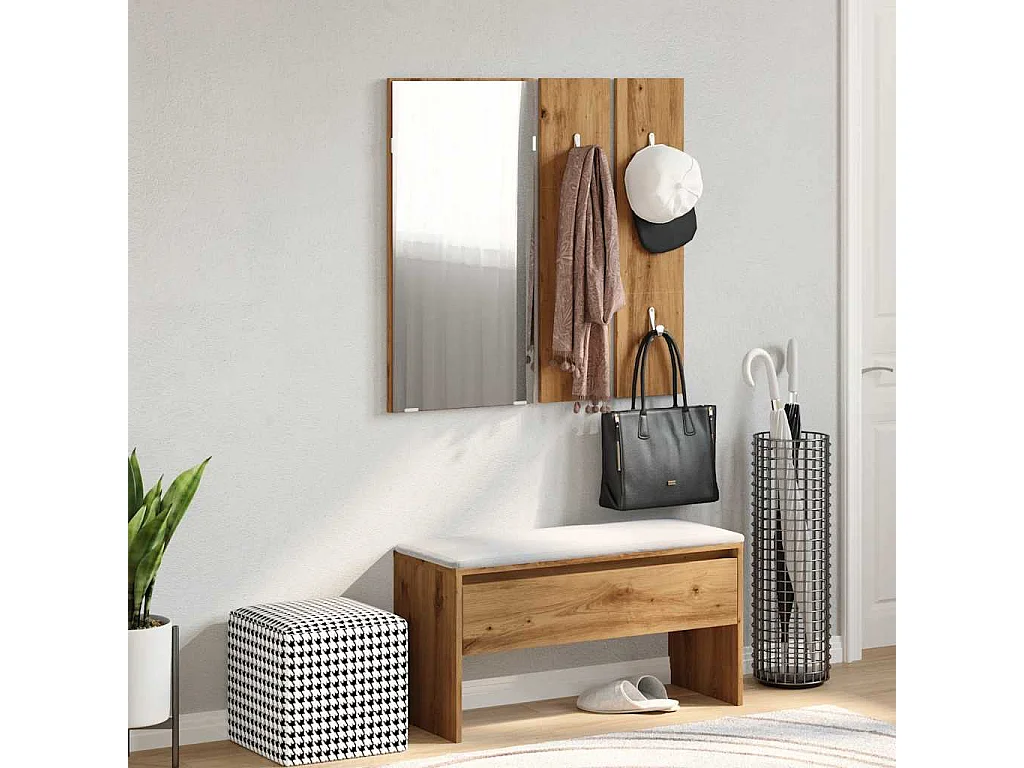 Ensemble de meubles de couloir chêne artisanal bois ingénierie