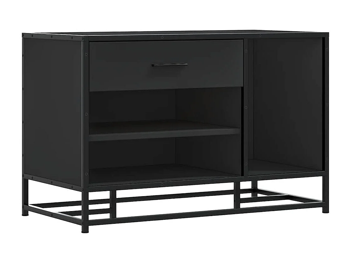 Banc à chaussures noir 80x40x53,5 cm bois d'ingénierie et métal