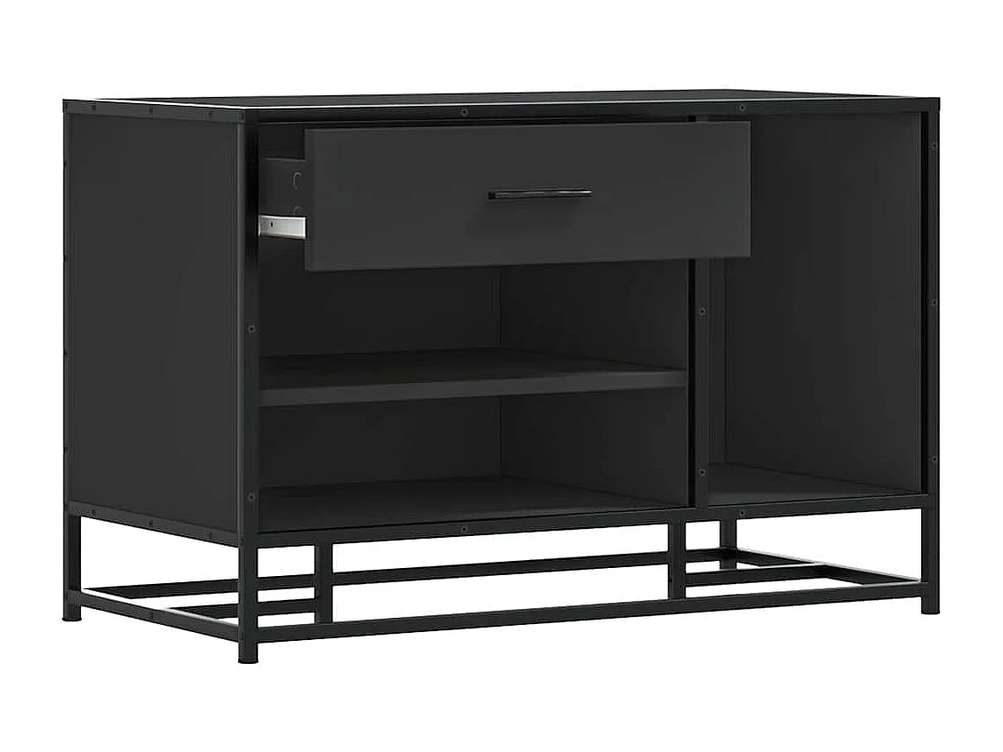 Banc à chaussures noir 80x40x53,5 cm bois d'ingénierie et métal