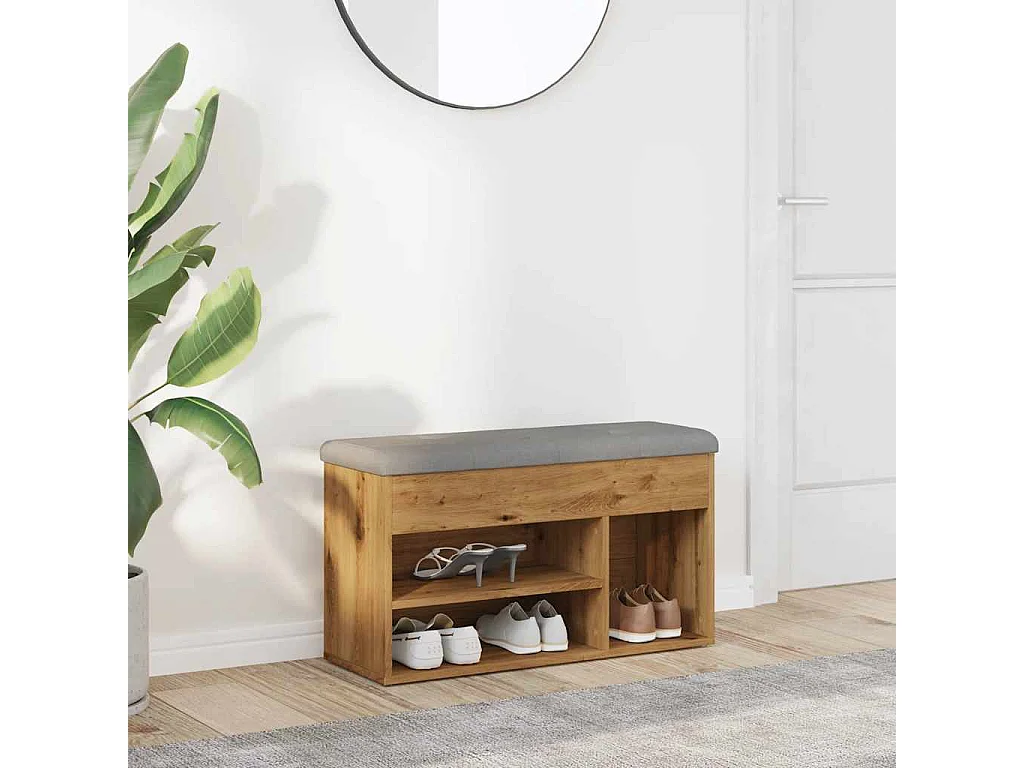 Banco zapatero roble craft 82x32x45,5 cm madera industrial