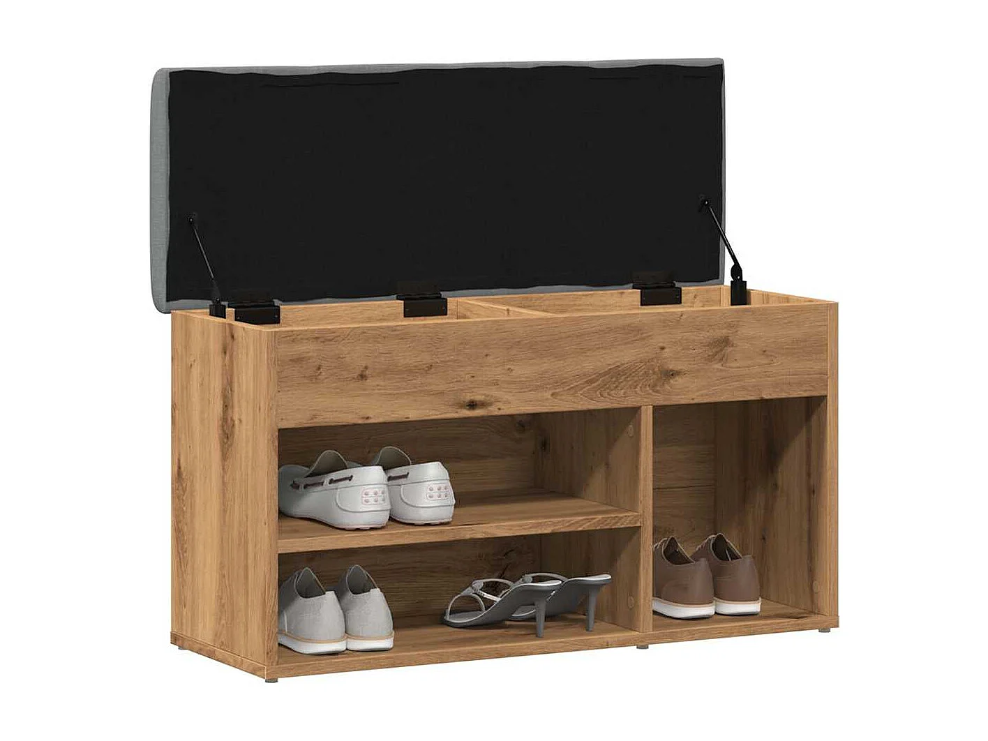 Banco zapatero roble craft 82x32x45,5 cm madera industrial