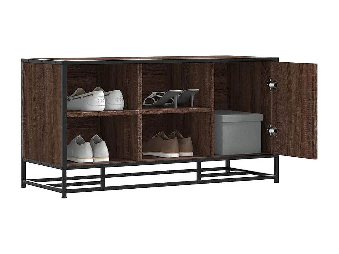 Banc à chaussures chêne marron bois d'ingénierie et métal