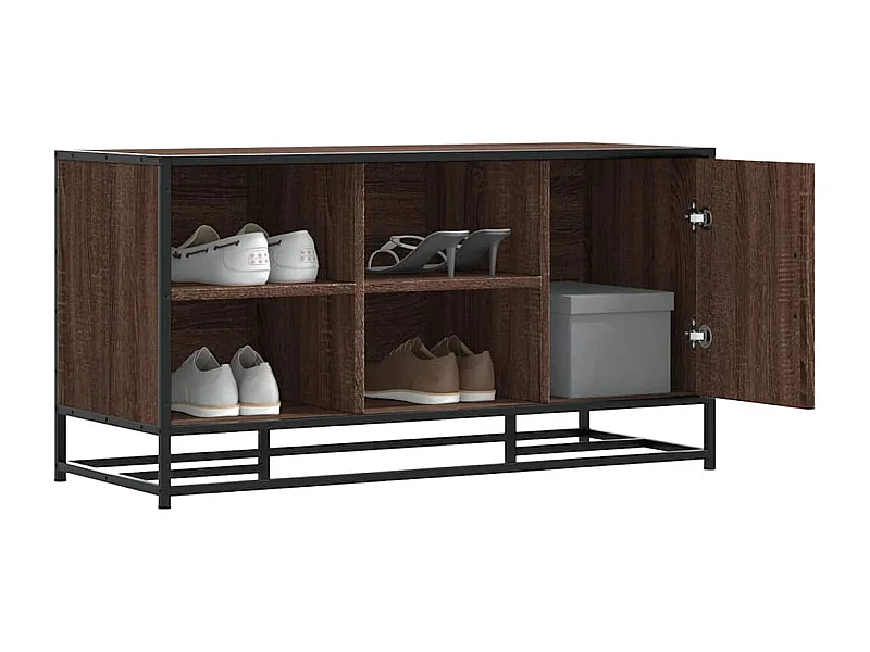 Banco para zapatos de roble marrón, madera de ingeniería y metal