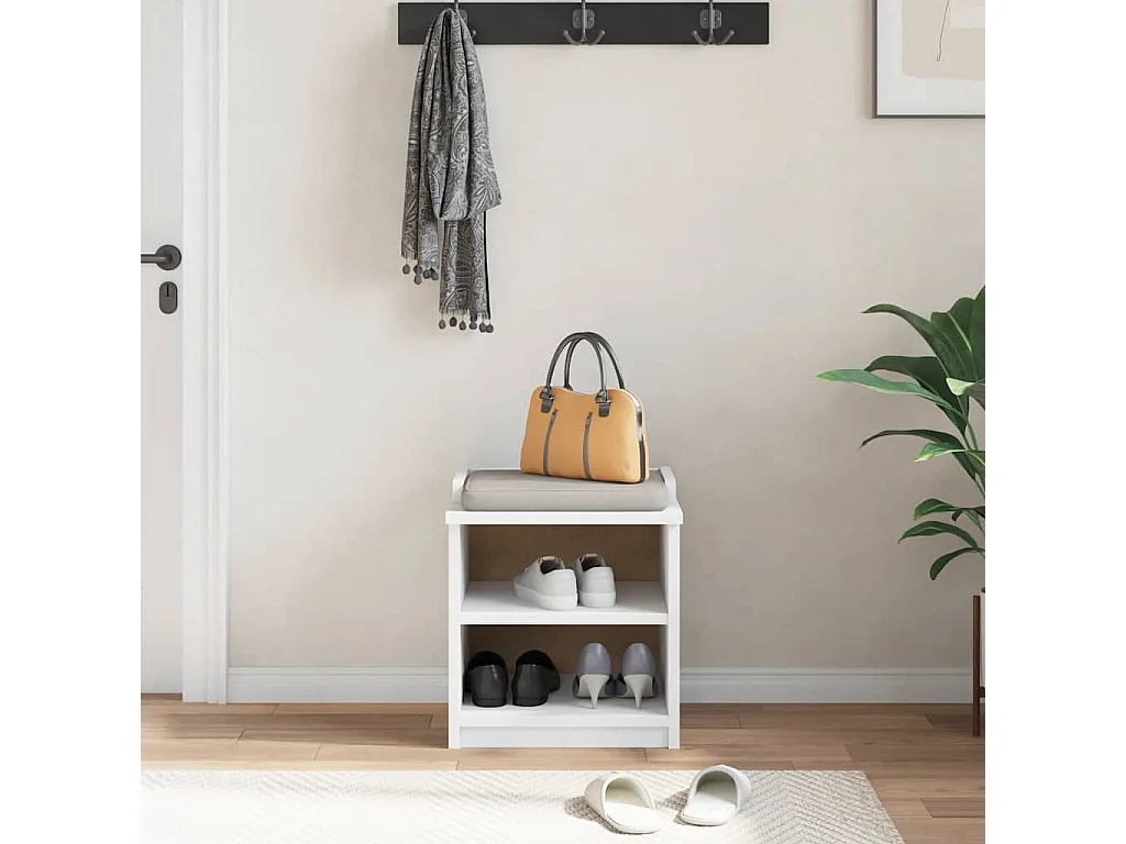 SANDNES witte halbank 45x40x50 cm massief grenenhout