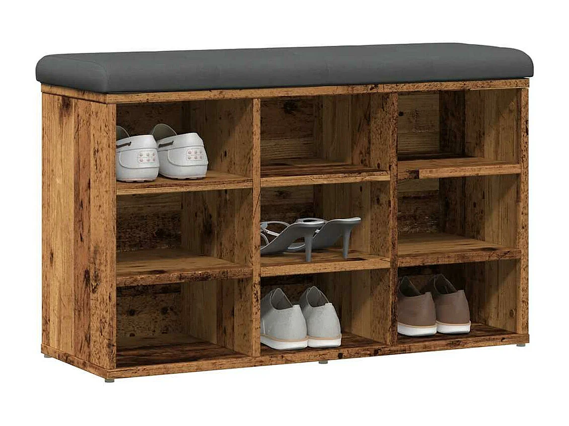 Banc à chaussures vieux bois 82x32x50 cm bois d'ingénierie