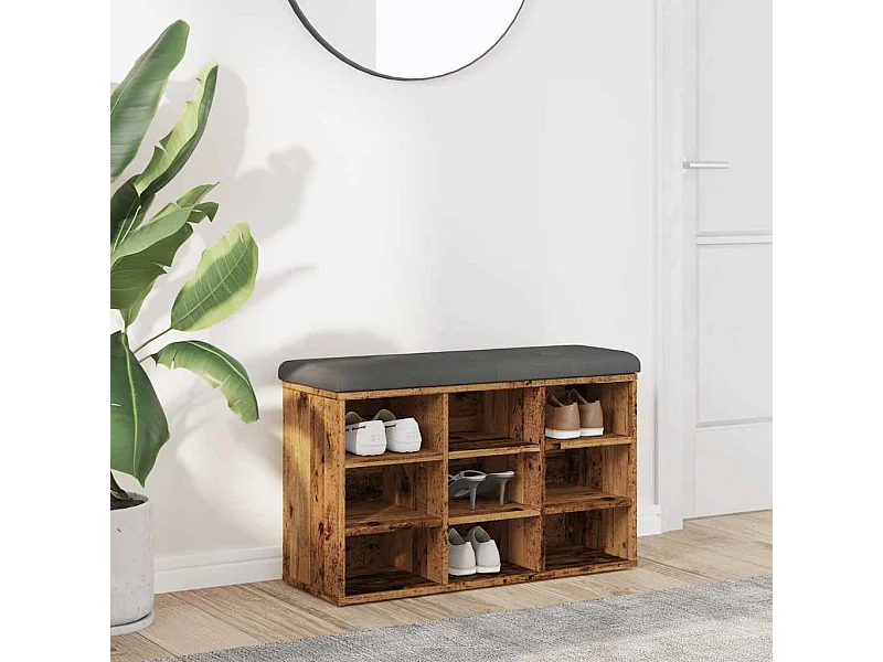 Banc à chaussures vieux bois 82x32x50 cm bois d'ingénierie