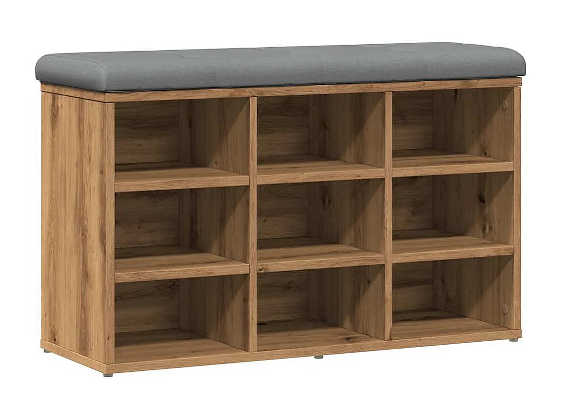 Banco zapatero roble craft 82x32x50 cm madera de ingeniería