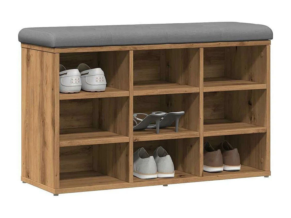Banco zapatero roble craft 82x32x50 cm madera de ingeniería