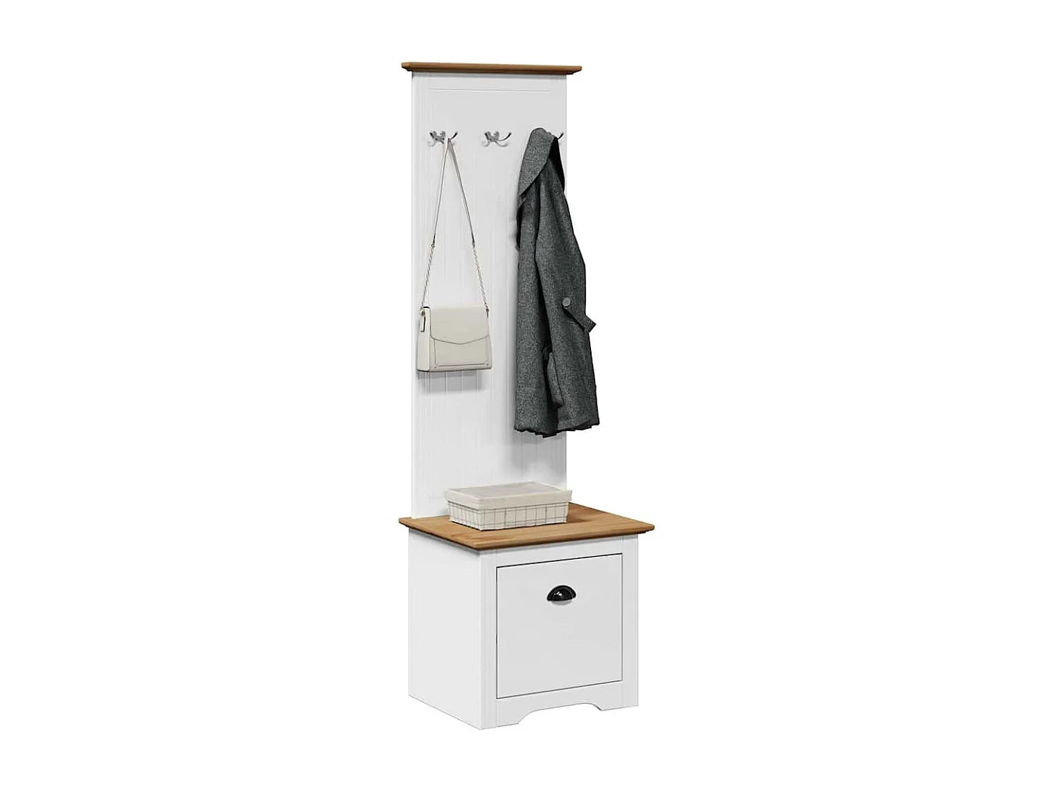 Halkast met haken BODO wit bruin 50x40x157 cm