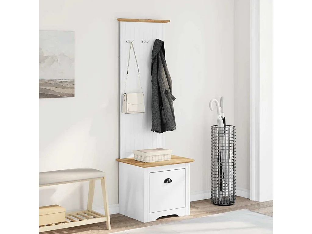 Armoire de couloir avec crochets BODO blanc marron 50x40x157 cm