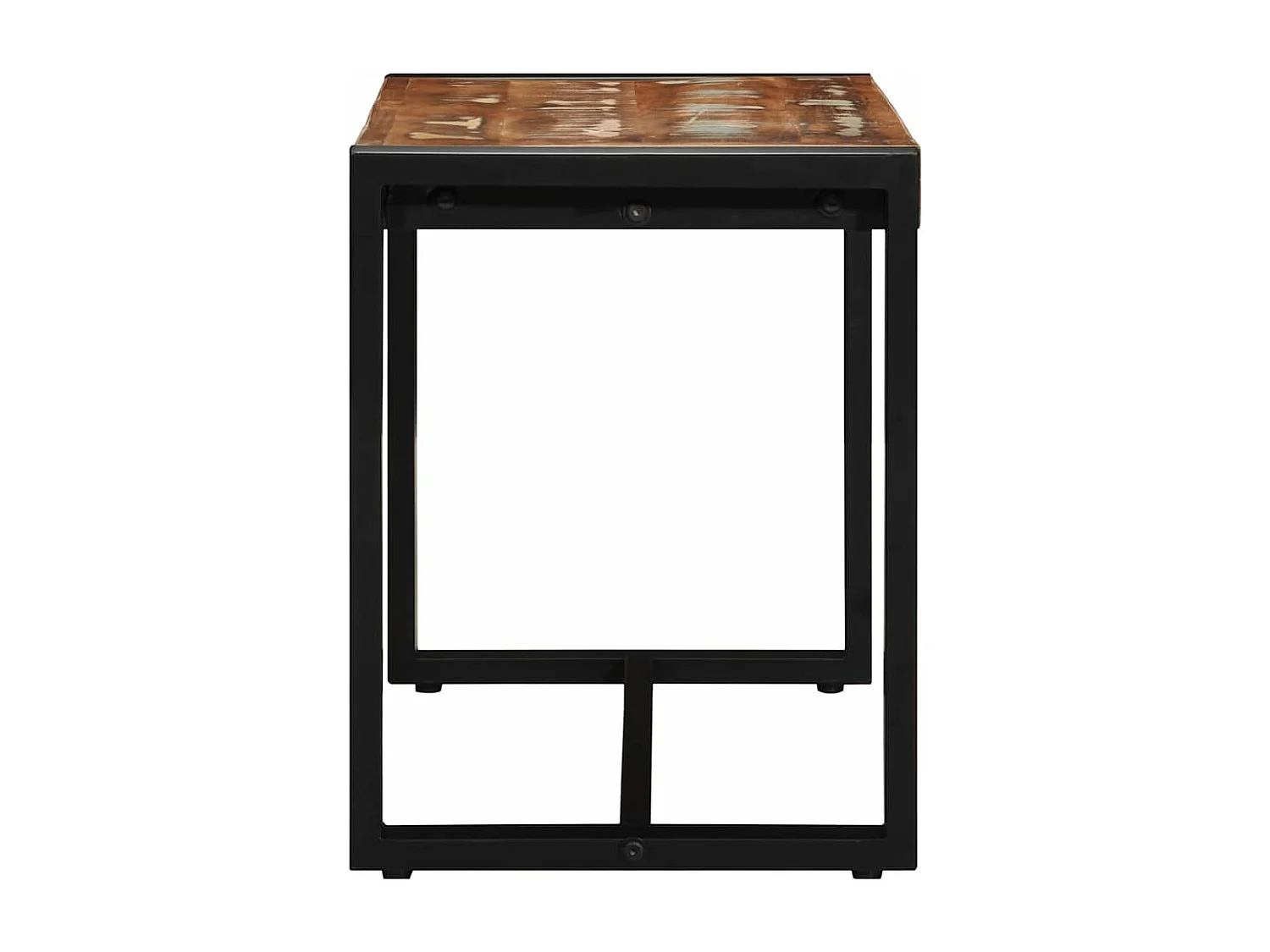 Mehrfarbige Bank 80x35x45 cm aus wiederverwertetem Massivholz