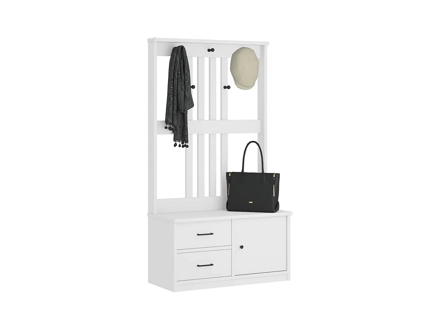 Portemanteau SANDENS blanc 87x40x159,5 cm bois massif pin