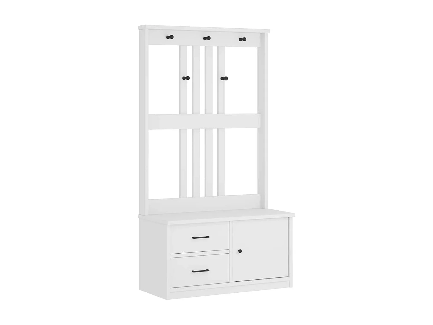 Portemanteau SANDENS blanc 87x40x159,5 cm bois massif pin