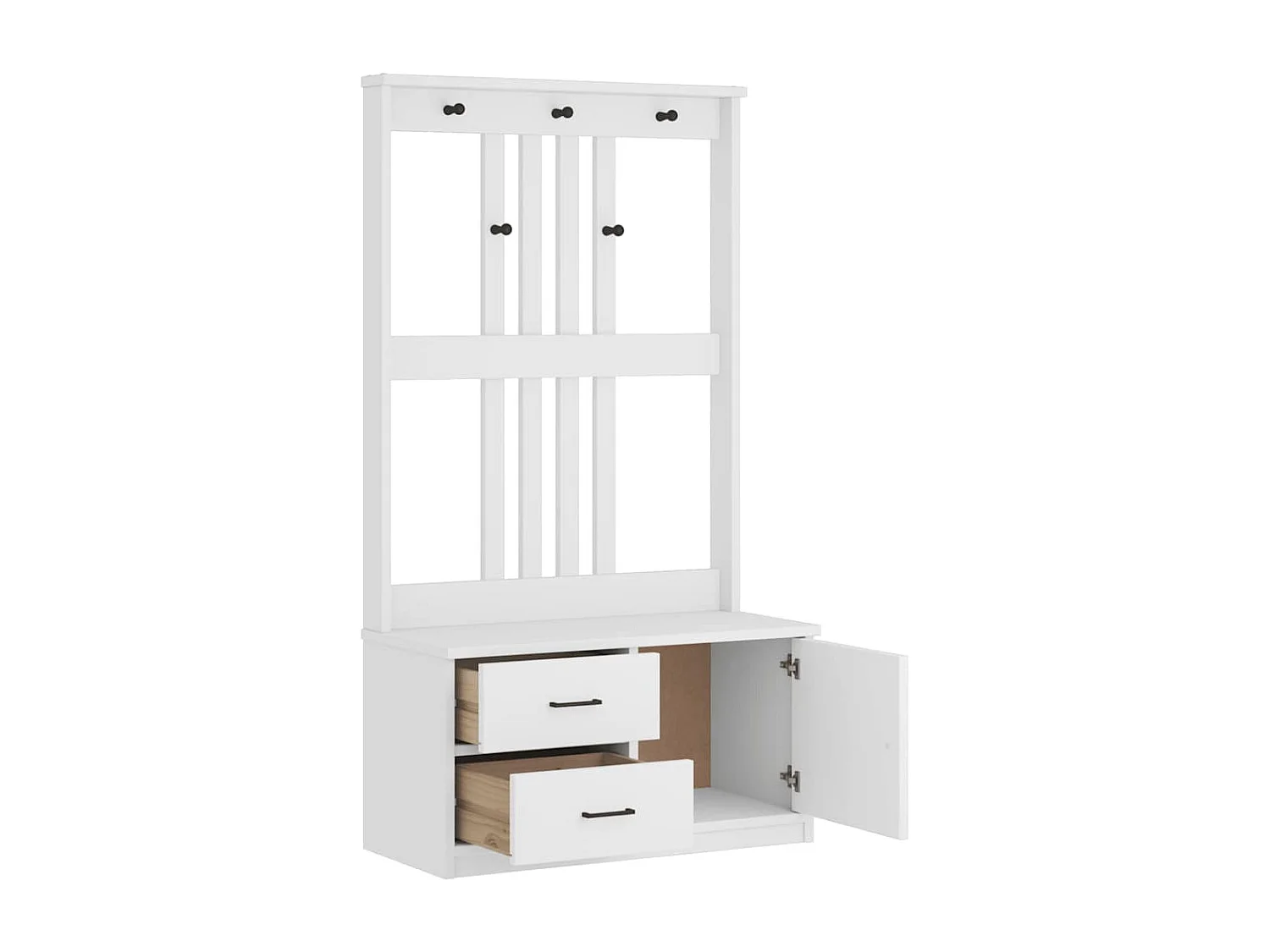 Portemanteau SANDENS blanc 87x40x159,5 cm bois massif pin