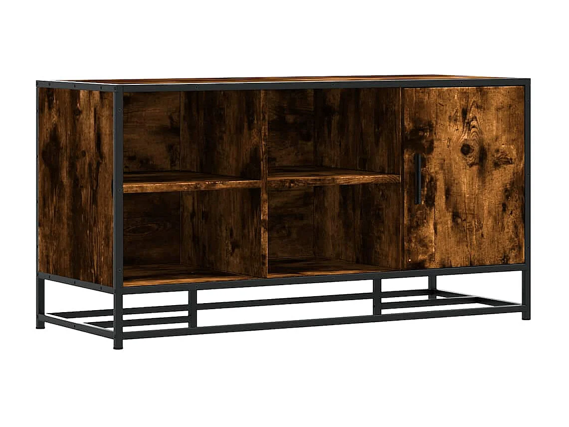 Panca portascarpe in rovere affumicato in legno ingegnerizzato e metallo