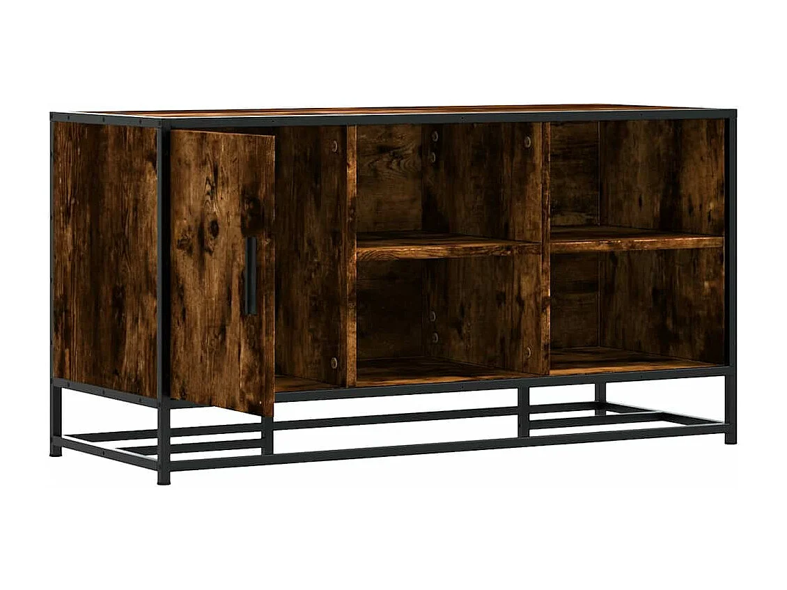 Panca portascarpe in rovere affumicato in legno ingegnerizzato e metallo