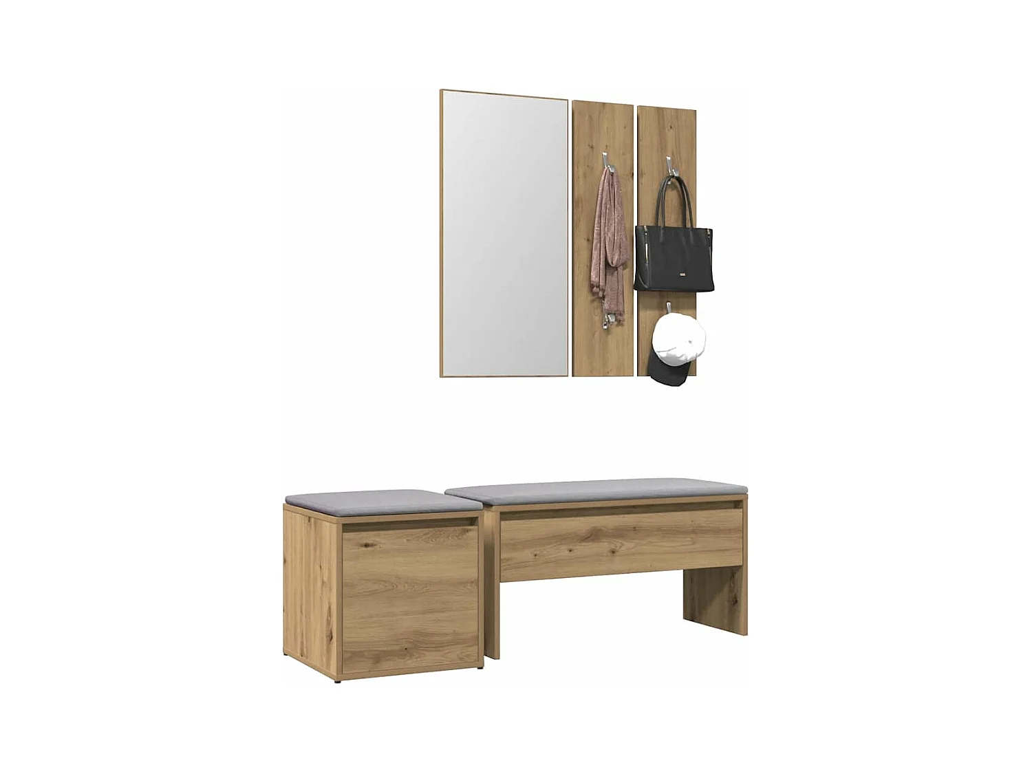 Ensemble de meubles de couloir chêne artisanal bois ingénierie