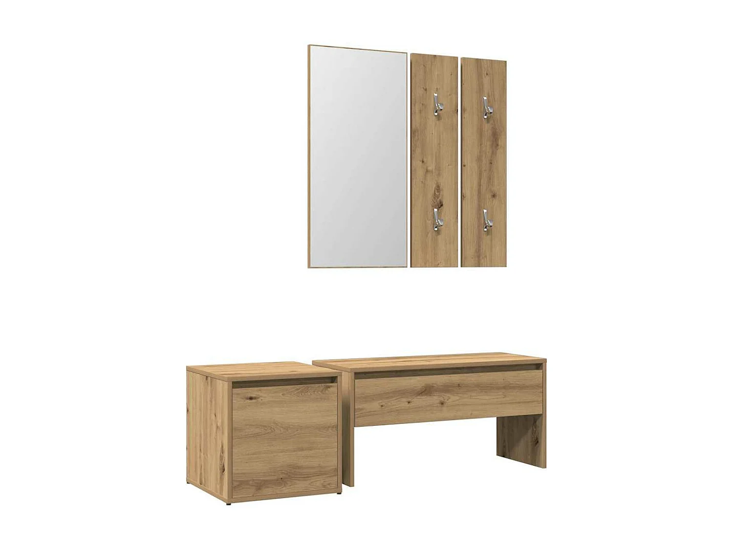 Set di mobili da ingresso in rovere, legno ingegnerizzato artigianale