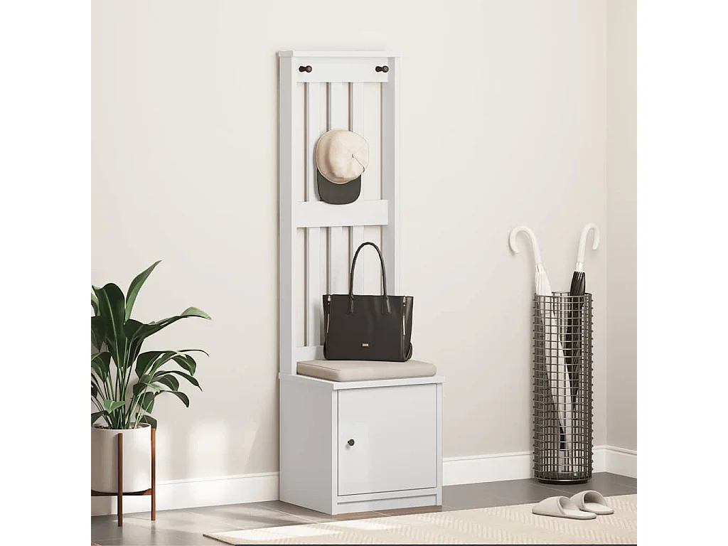 SANDENS weiße Garderobe 45x40x159,5 cm massives Kiefernholz