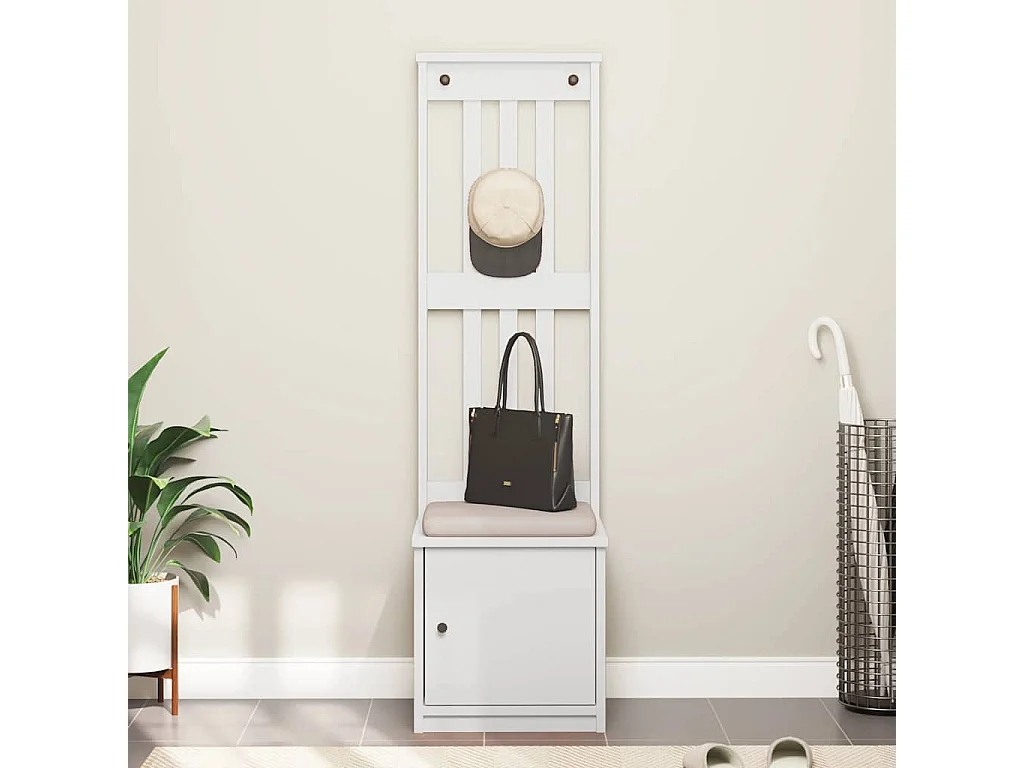 Portemanteau SANDENS blanc 45x40x159,5 cm bois massif pin