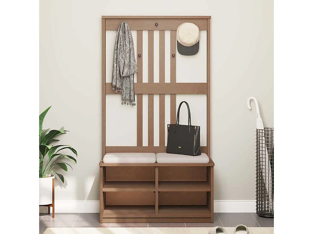 Portemanteau SANDENS 87x40x159,5 cm bois massif pin
