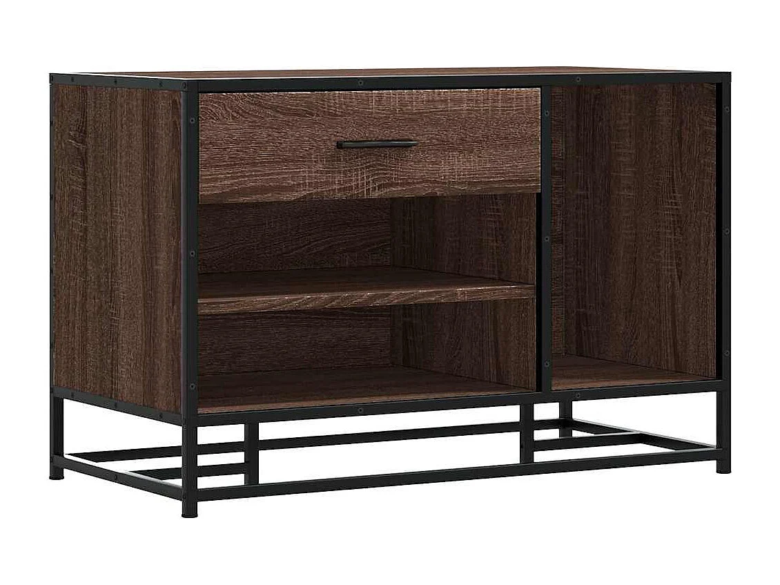 Banc à chaussures chêne marron bois d'ingénierie et métal