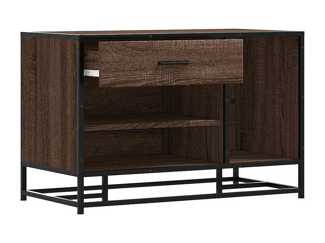Banc à chaussures chêne marron bois d'ingénierie et métal