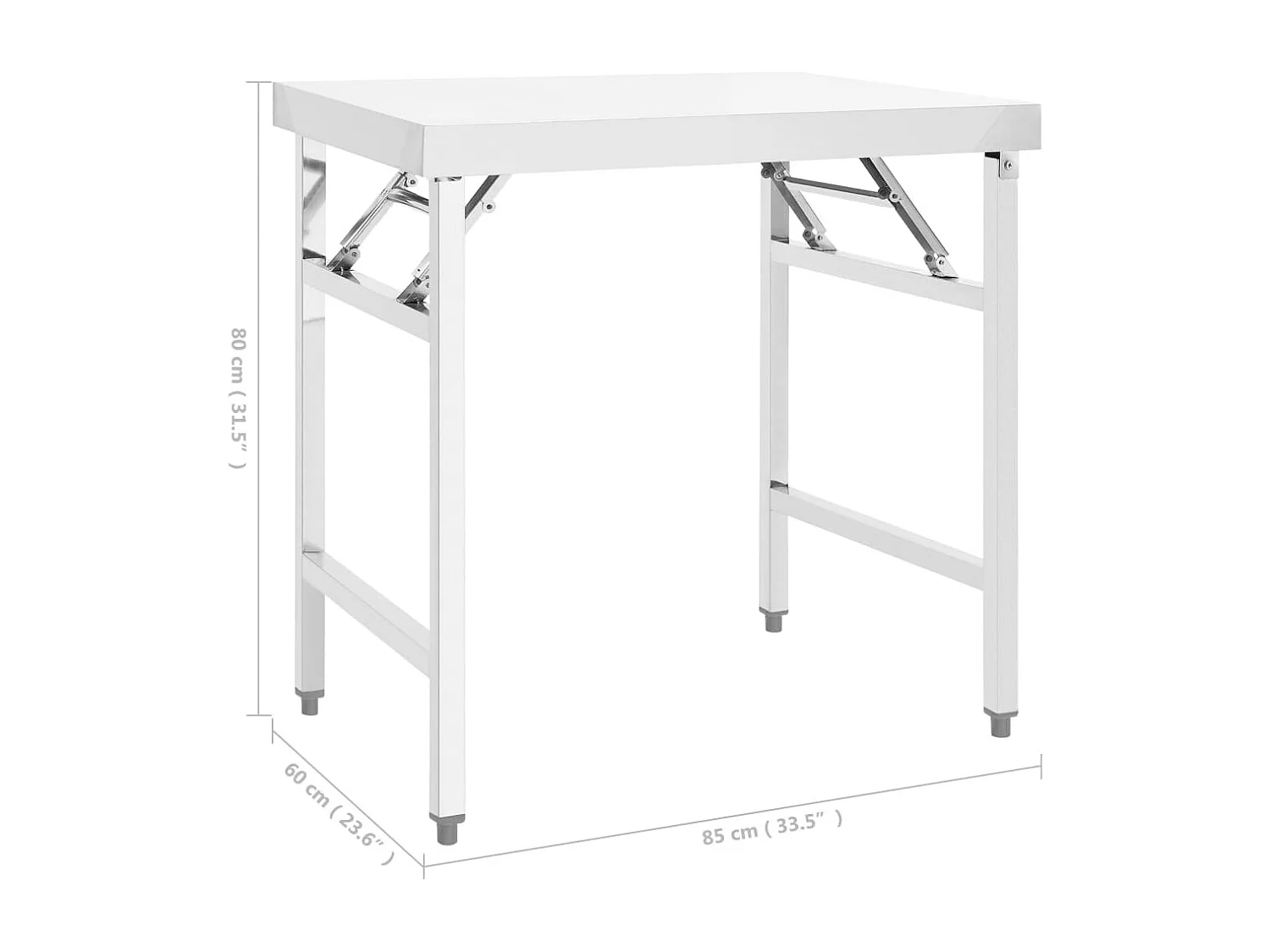 Table de travail pliable de cuisine 85x60x80cm Acier inoxydable