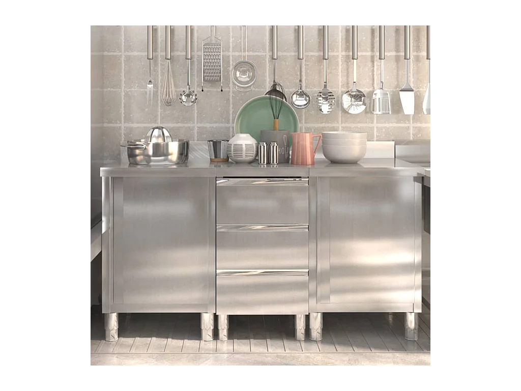Gabinetes de cocina comerciales 3 piezas de acero inoxidable