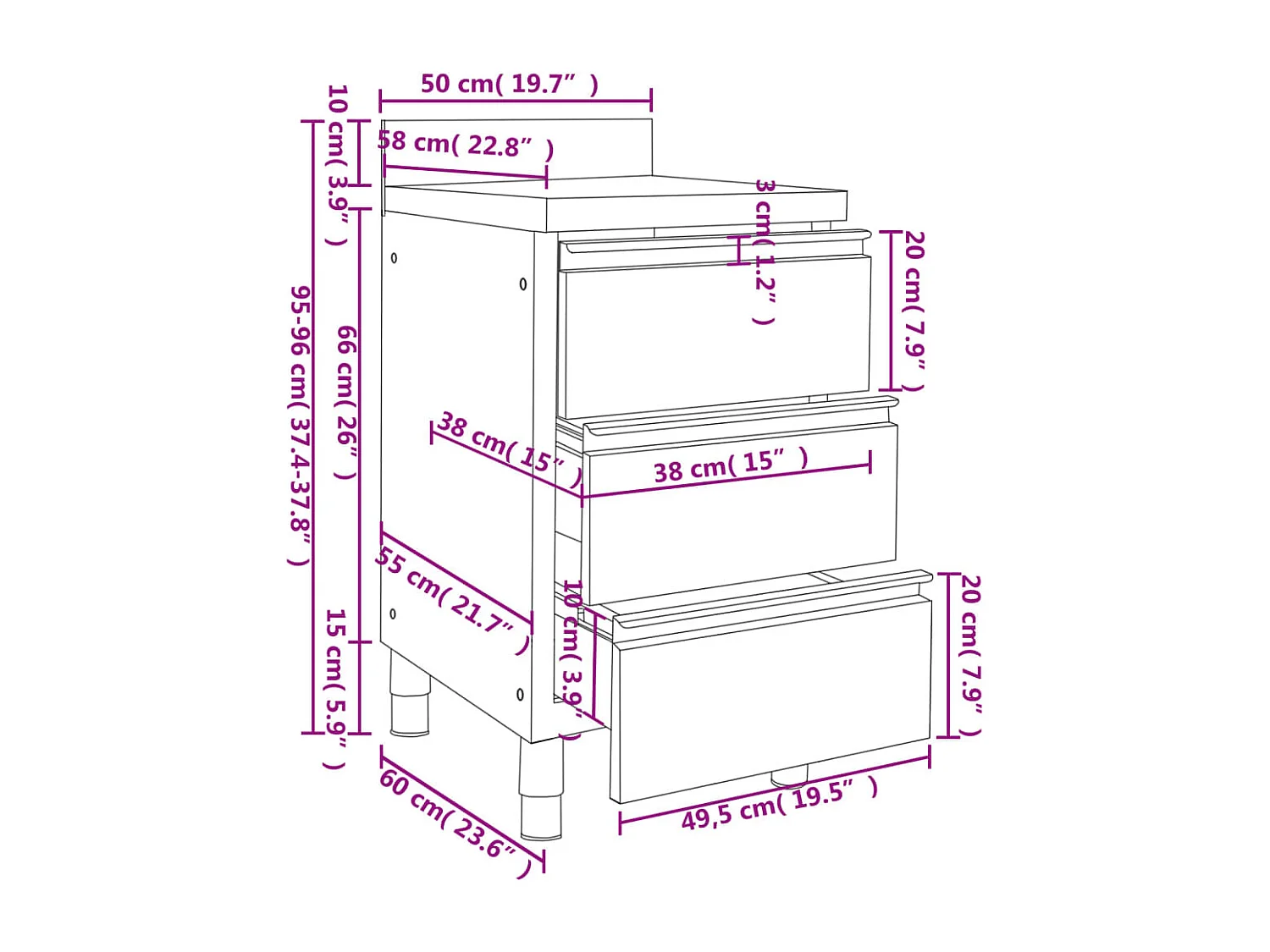 Kommerzielle Küchenschränke 3 Stk. Edelstahl