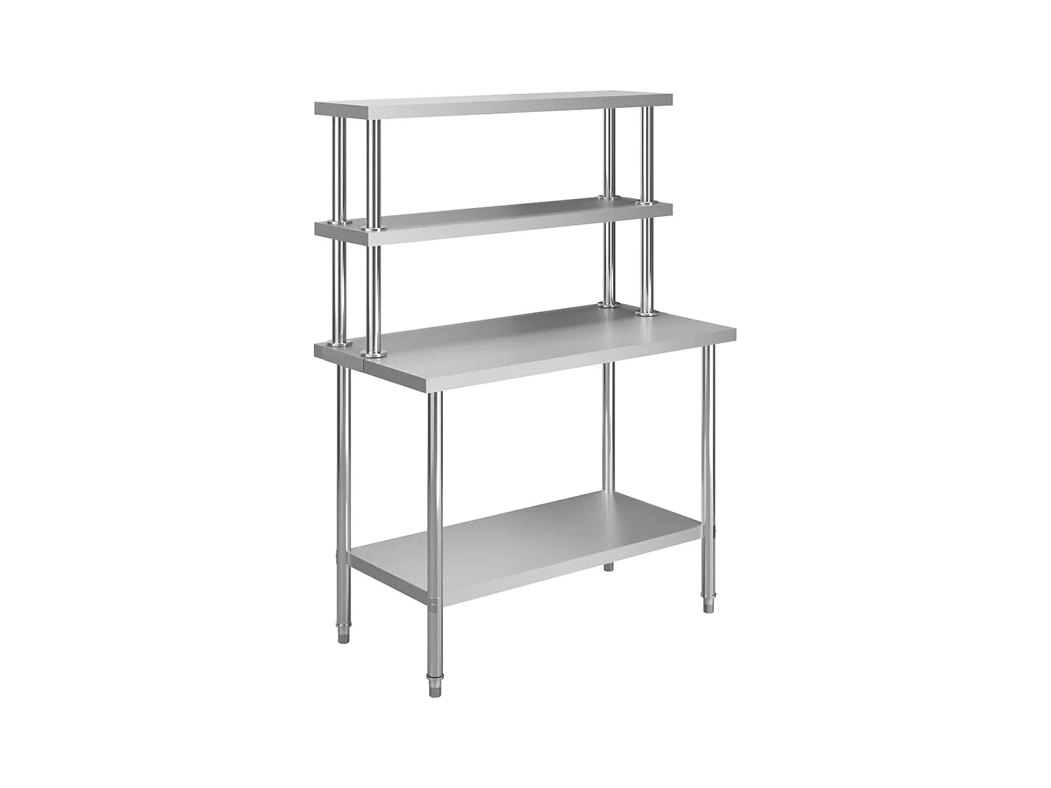 Table de travail de cuisine avec étagère 120x60x150 cm Inox
