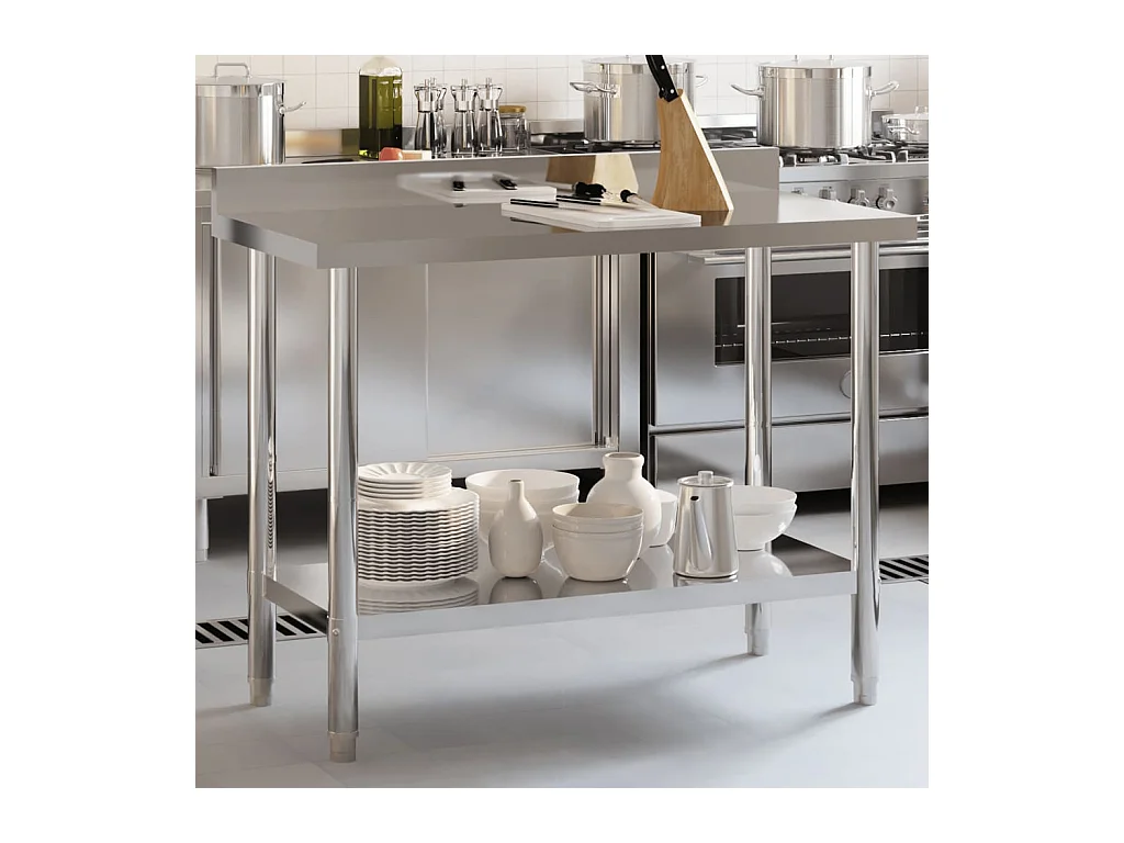 Table de travail de cuisine avec dosseret 110x55x93 cm inox