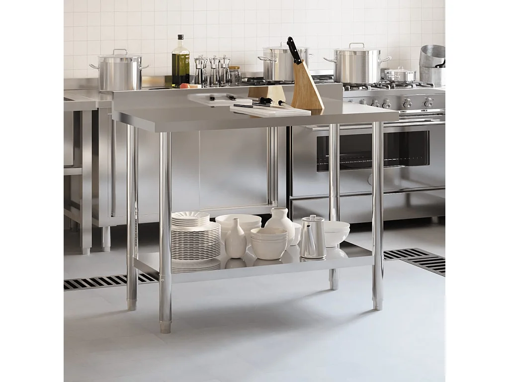 Keukenwerktafel met achterwand 110x55x93 cm roestvrij staal