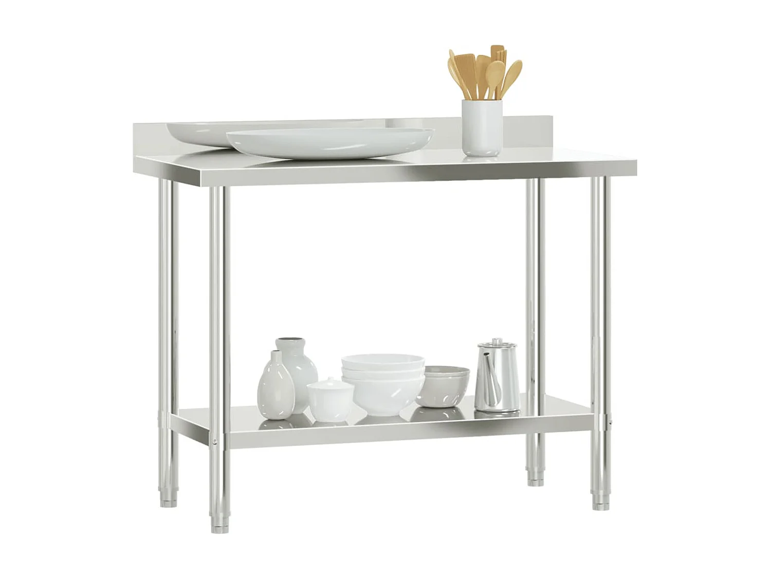 Keukenwerktafel met achterwand 110x55x93 cm roestvrij staal